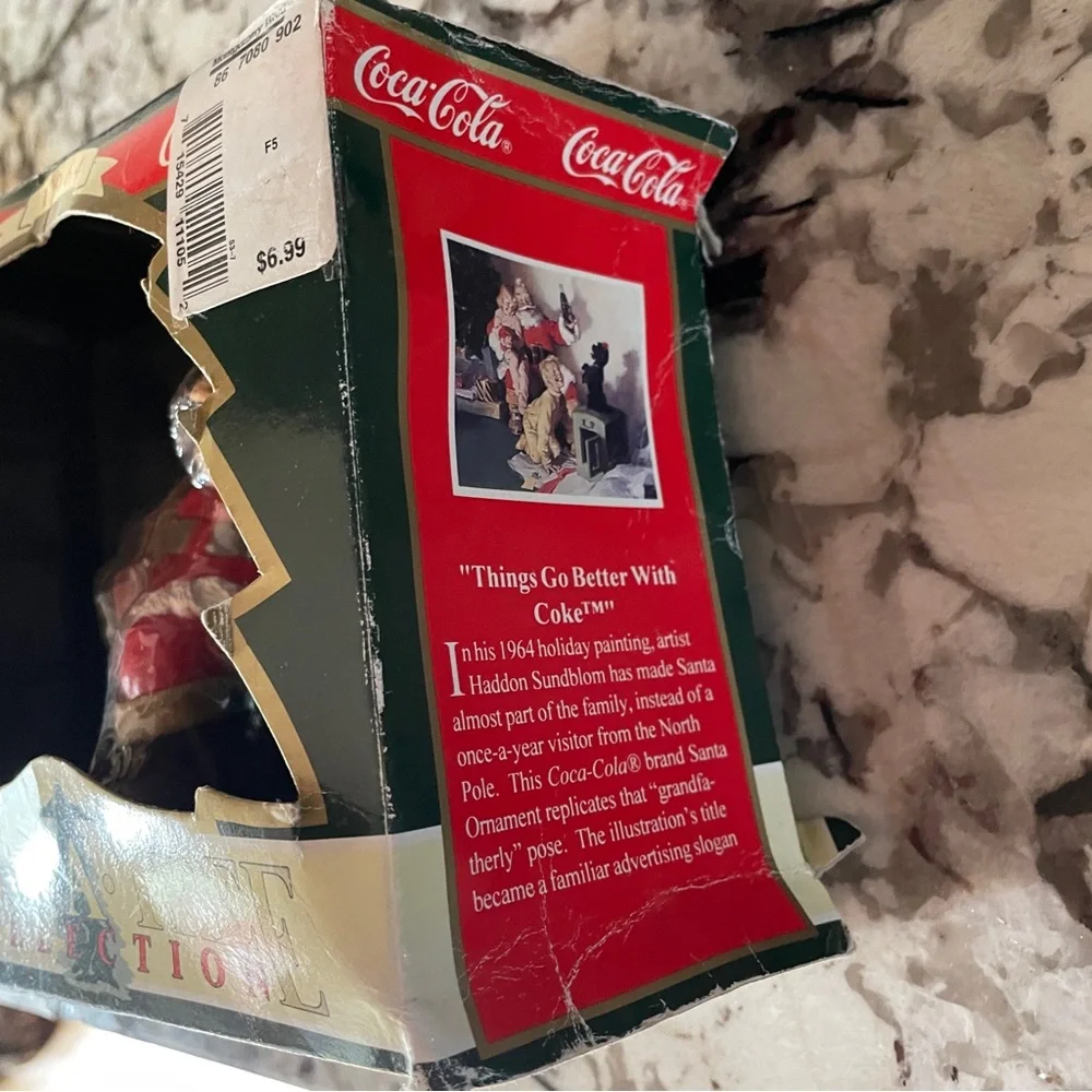 The Coca Cola Company Santa Christmas Ornament 1995 Santa Holding Child & Coke